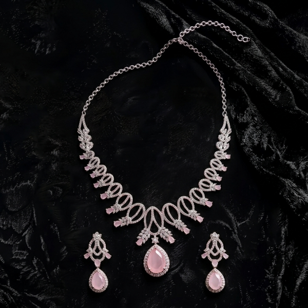 Celestial Rose Pear-Drop Necklace & Earring Set