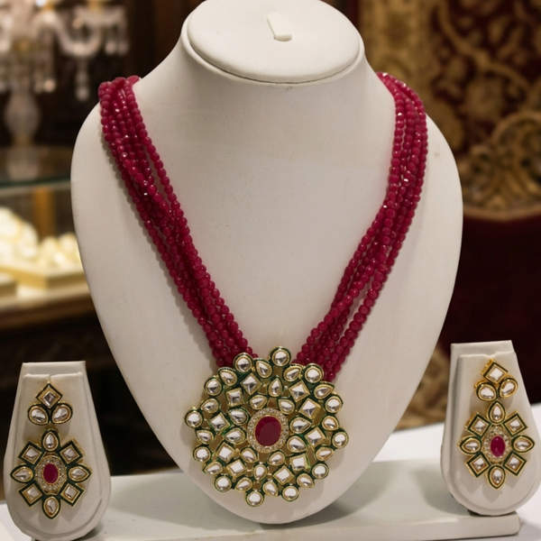 Ruby Radiance Polki Mala Set