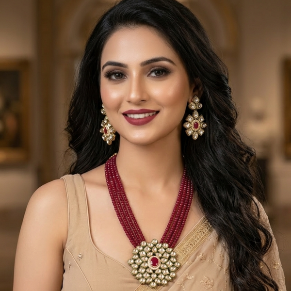 Ruby Radiance Polki Mala Set