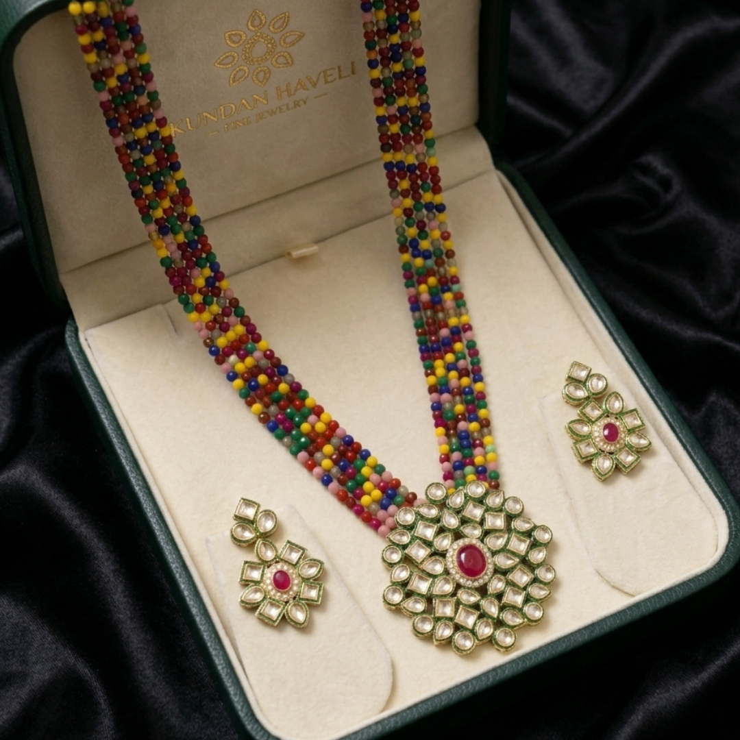 Navratna-Inspired Multi-Color Bead Mala Set