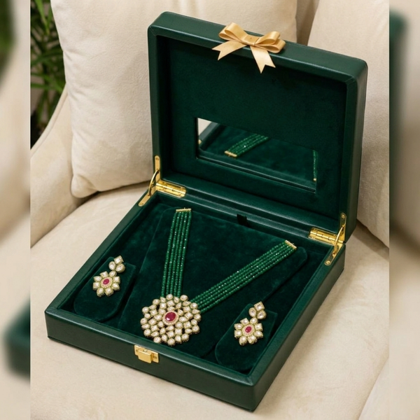 Emerald Radiance Polki Mala Set
