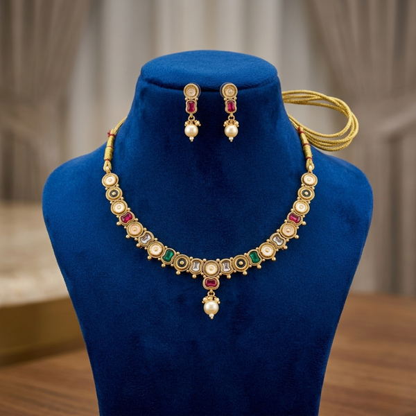 Navratna-Style Pearl Drop Set