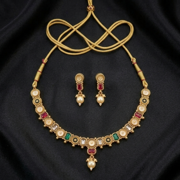 Navratna-Style Pearl Drop Set