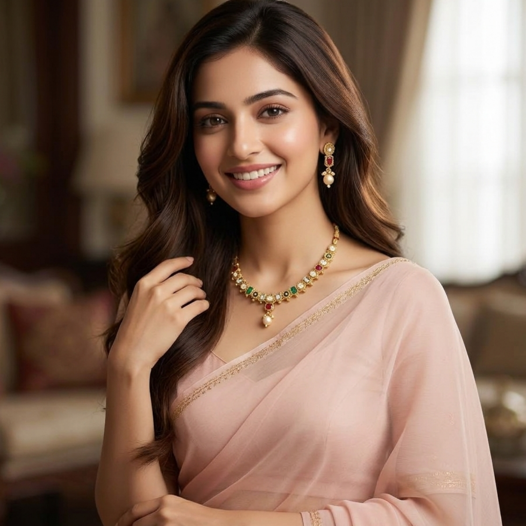 Navratna-Style Pearl Drop Set