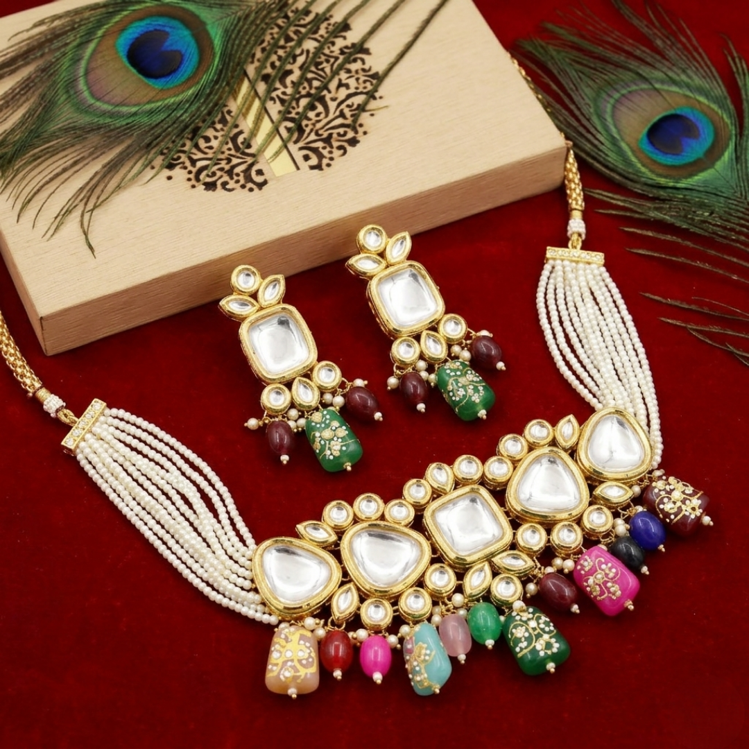 Polki Kundan Multi-Color Choker Set