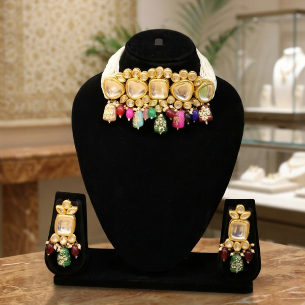 Polki Kundan Multi-Color Choker Set
