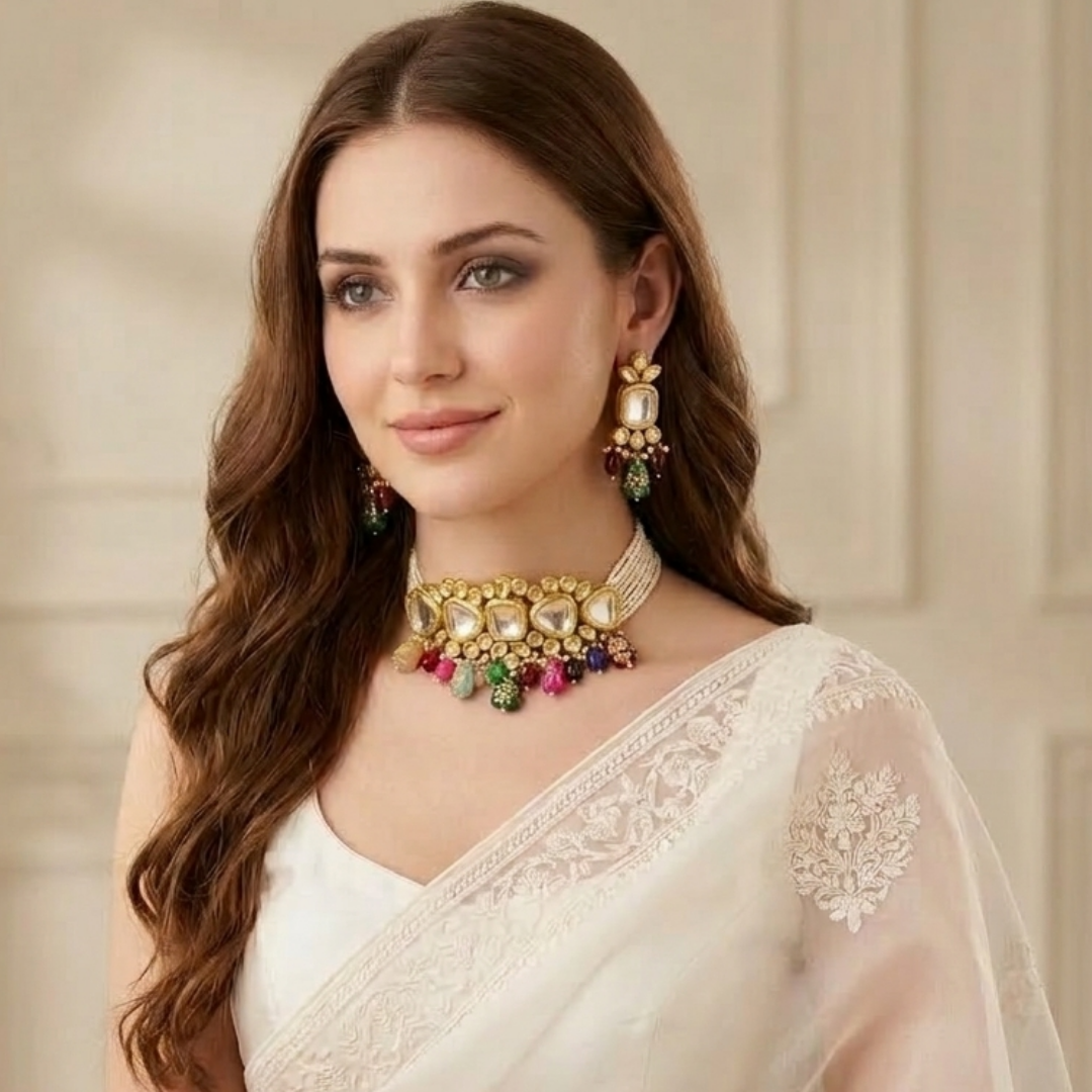 Polki Kundan Multi-Color Choker Set