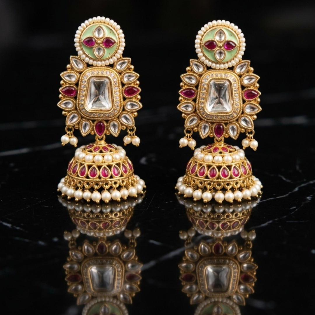 Zoya Meenakari & Kundan Bridal Choker Set with Matching Jhumkas