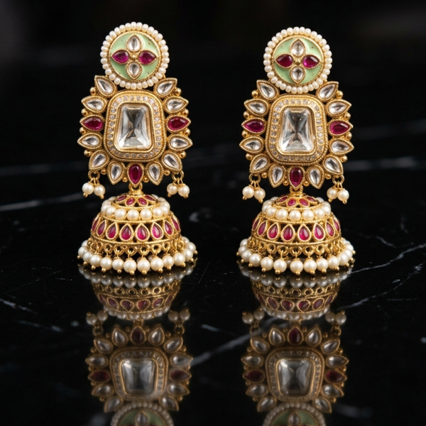 Zoya Meenakari & Kundan Bridal Choker Set with Matching Jhumkas