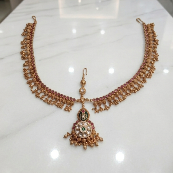 Empress Emerald & Ruby Antique Gold Bridal Jewellery Set