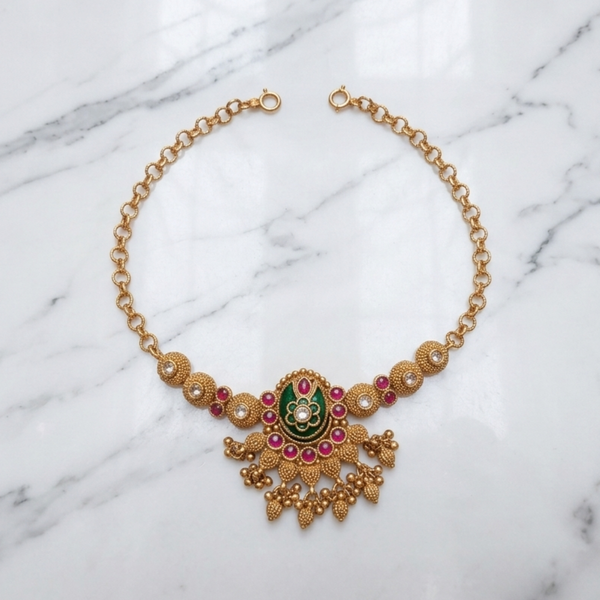 Empress Emerald & Ruby Antique Gold Bridal Jewellery Set