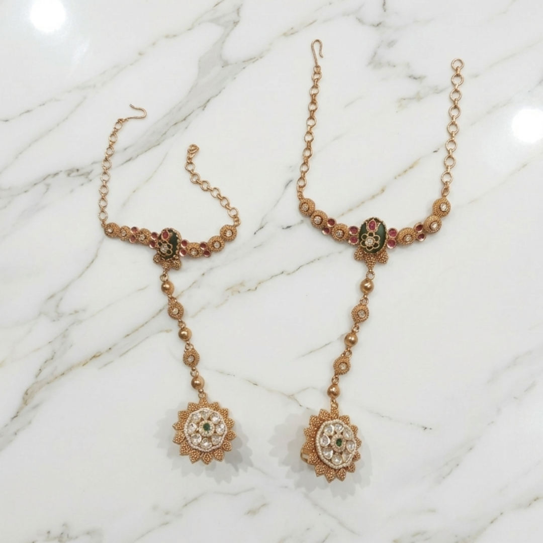 Empress Emerald & Ruby Antique Gold Bridal Jewellery Set