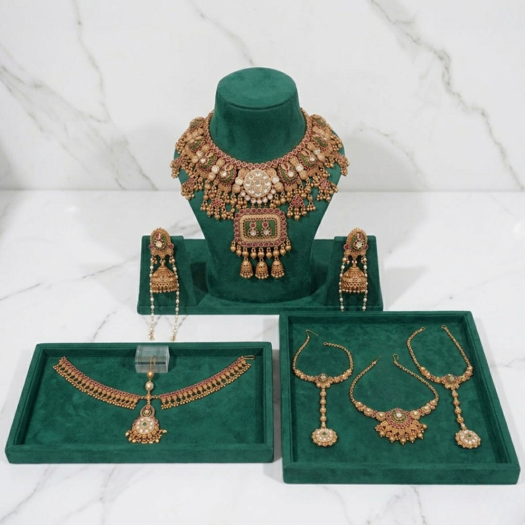 Empress Emerald & Ruby Antique Gold Bridal Jewellery Set
