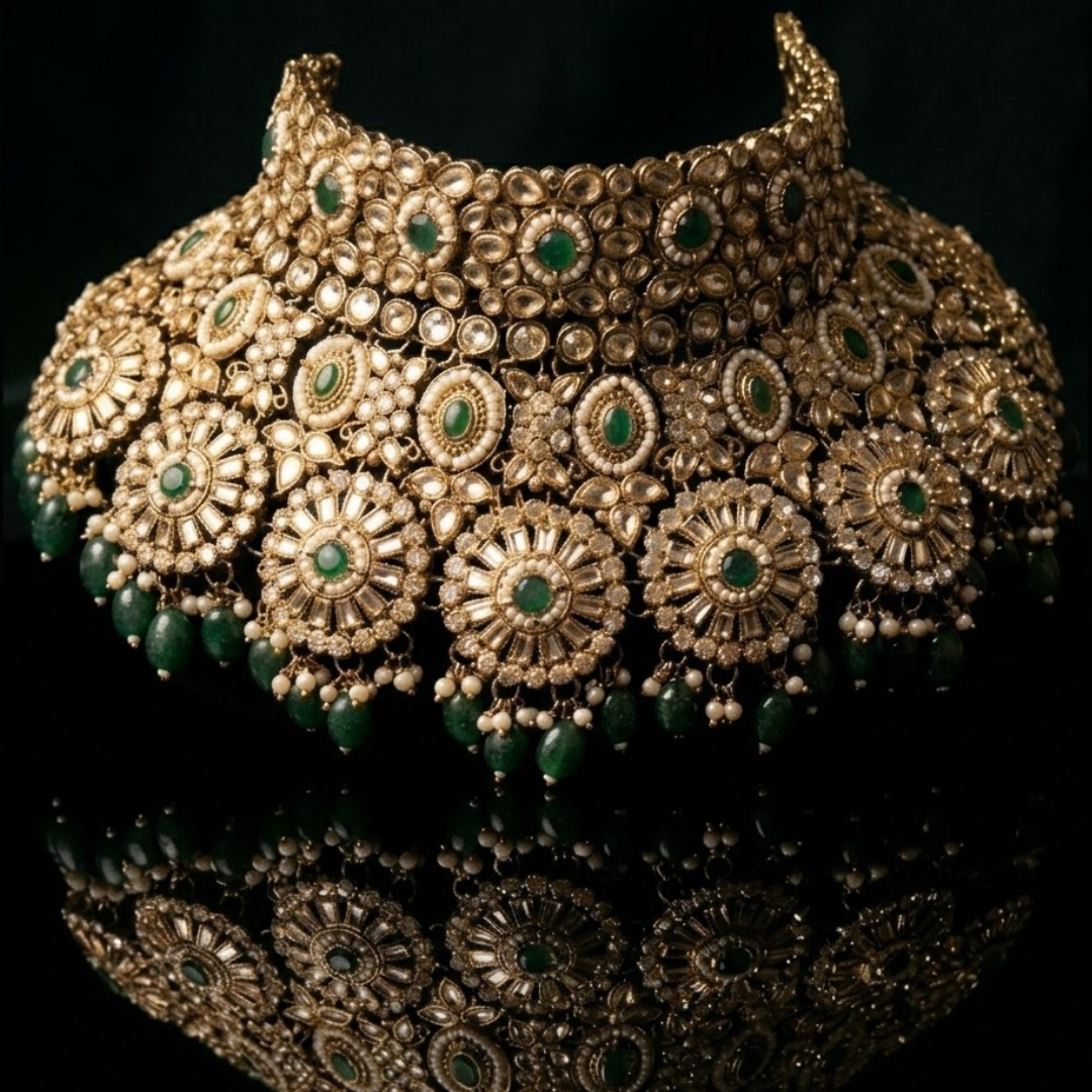 Empress Emerald & Kundan Full Bridal Trousseau Set