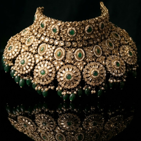 Empress Emerald & Kundan Full Bridal Trousseau Set