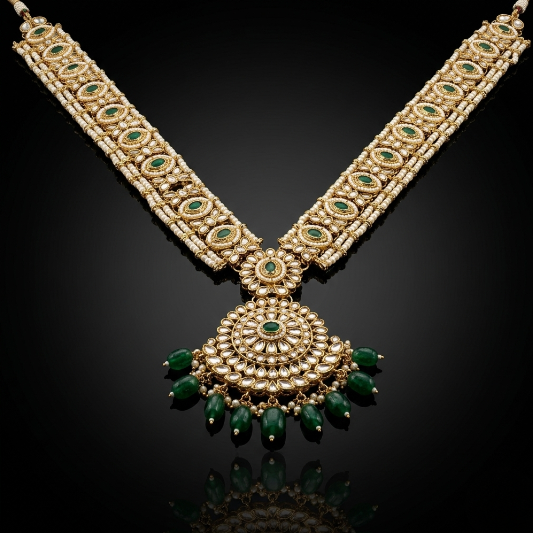 Empress Emerald & Kundan Full Bridal Trousseau Set