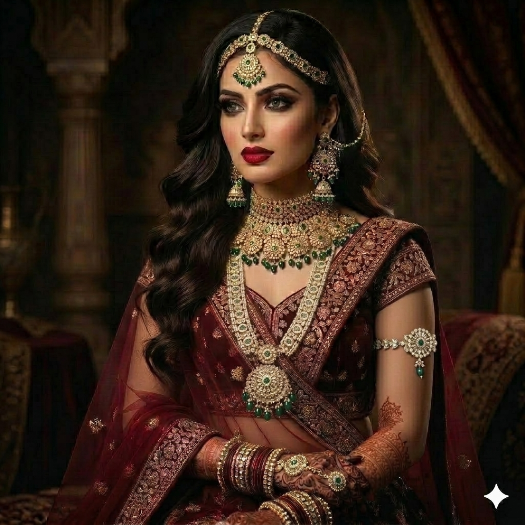 Empress Emerald & Kundan Full Bridal Trousseau Set