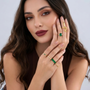 Serpent Charm & Emerald Ring Stack - JR101