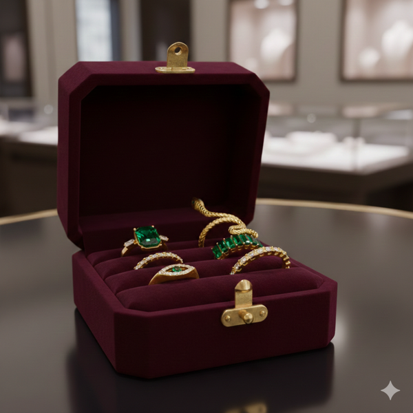 Serpent Charm & Emerald Ring Stack - JR101