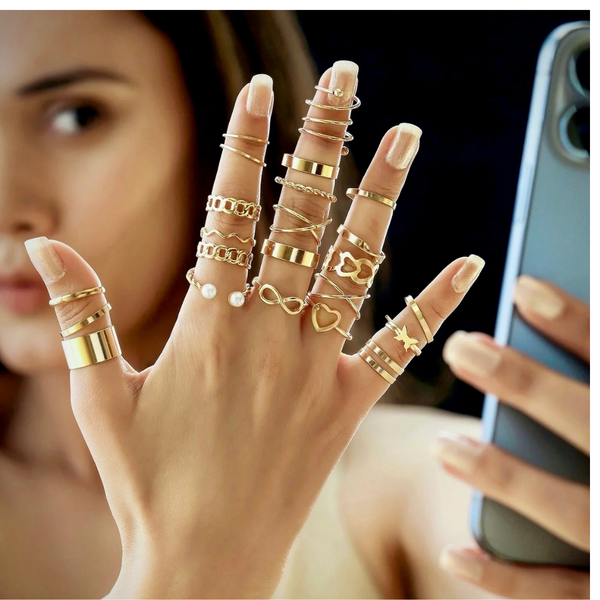 Elegant Gold Stackable Ring Set - JR103