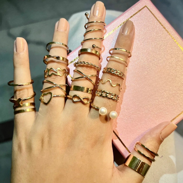 Elegant Gold Stackable Ring Set - JR103