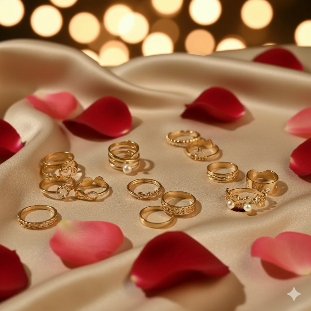 Elegant Gold Stackable Ring Set - JR103