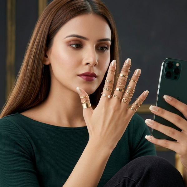 Elegant Gold Stackable Ring Set - JR103