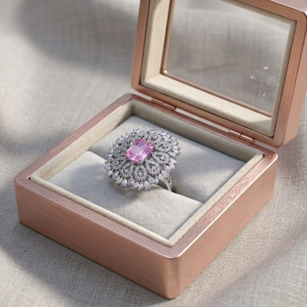 Blush Halo Pink Gemstone Ring