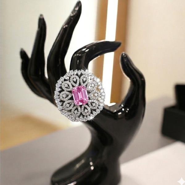 Blush Halo Pink Gemstone Ring