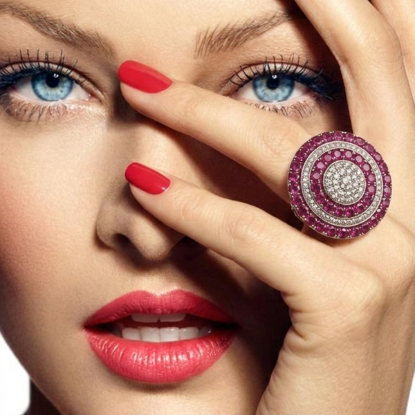 Ruby Halo Statement Ring