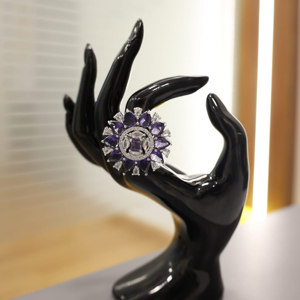Majestic Amethyst Bloom Statement Ring