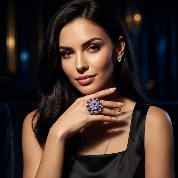 Majestic Amethyst Bloom Statement Ring