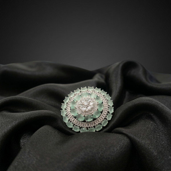 Mint Glaze Floral Statement Ring