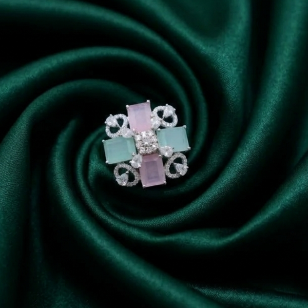 Pastel Meadow Floral Statement Ring