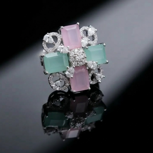 Pastel Meadow Floral Statement Ring