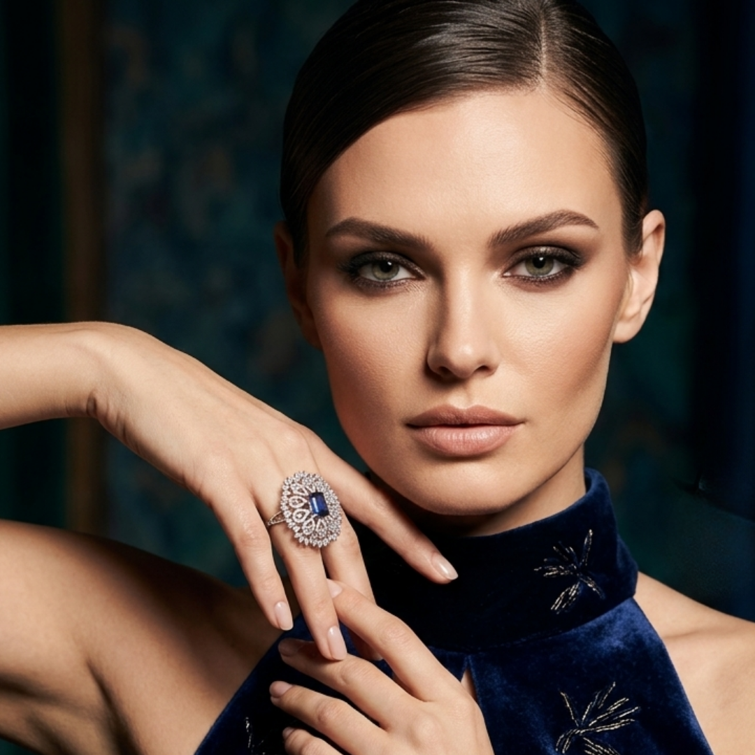 Majestic Sapphire Marquise Statement Ring