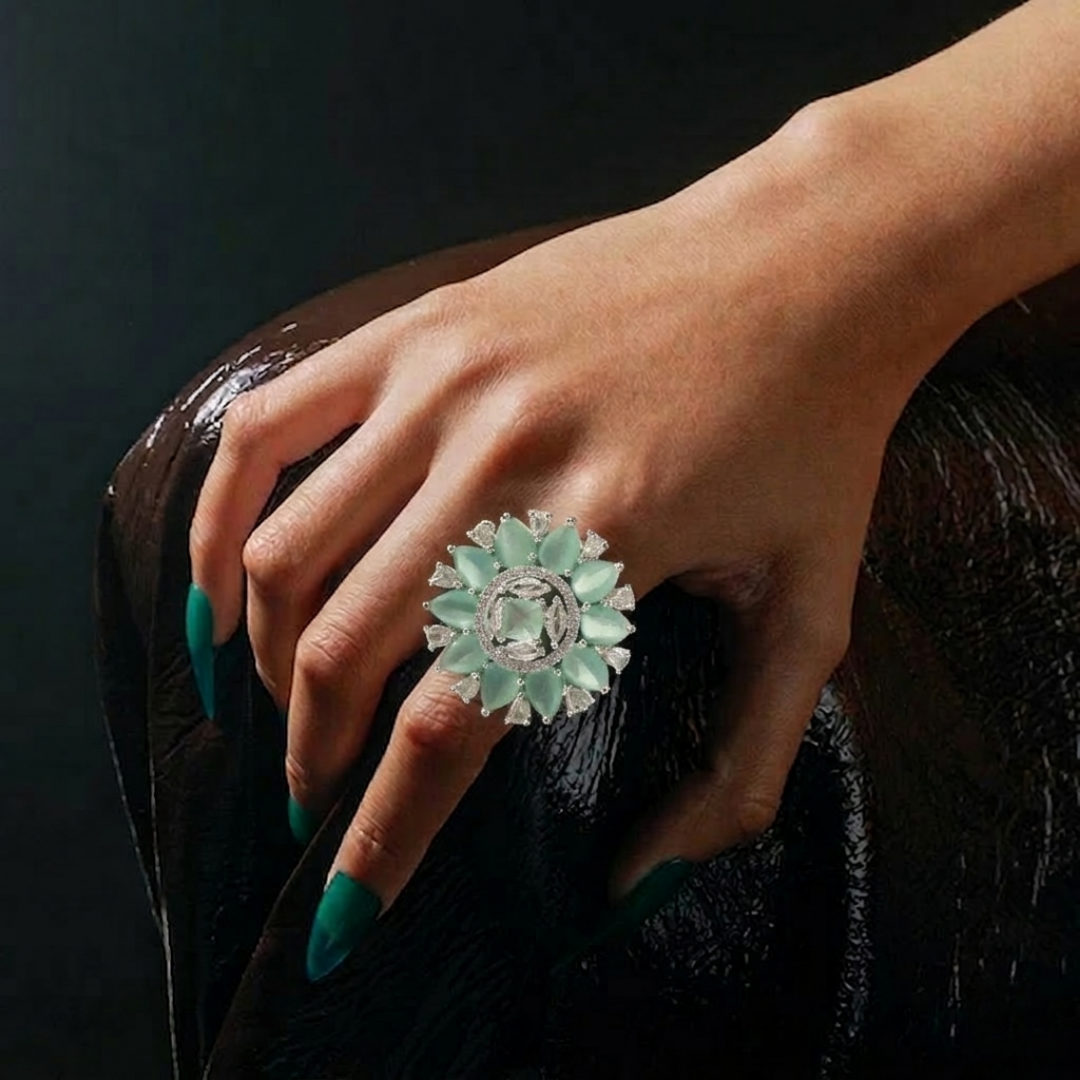 The Ethereal Mint Blossom Statement Ring