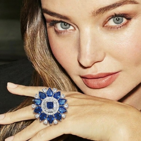 Sapphire Bloom Floral Statement Ring