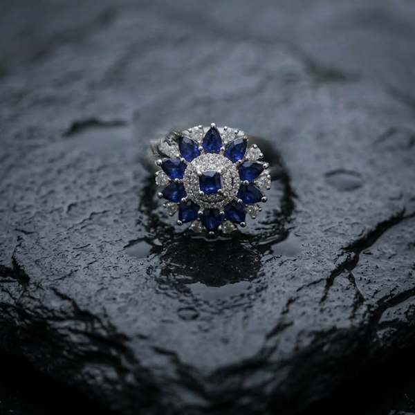 Sapphire Bloom Floral Statement Ring