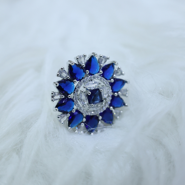 Sapphire Bloom Floral Statement Ring