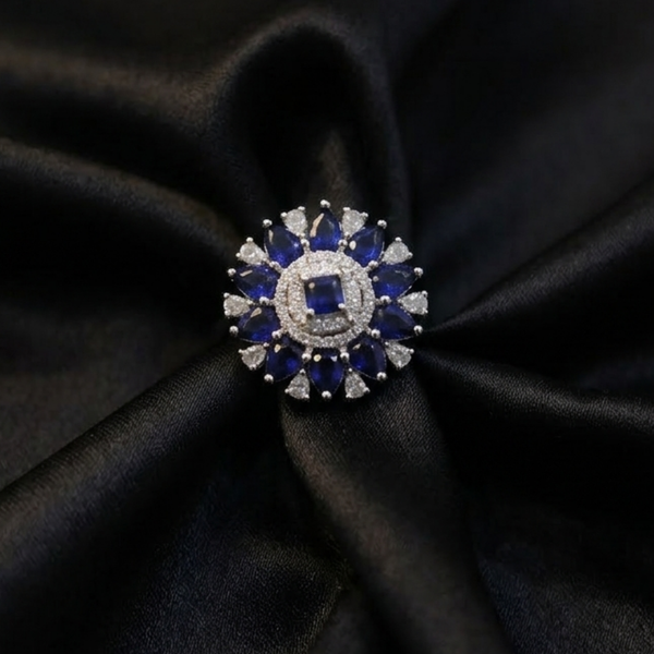 Sapphire Bloom Floral Statement Ring