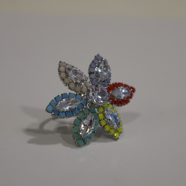 Vibrant Multi-Color Bloom Statement Ring