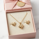 Jwanas Amour Gilded Heart Set displayed in jewellery box packaging