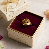 Jwanas Aura Wave Ring displayed in jewellery box packaging