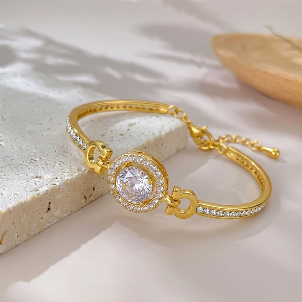 Jwanas Celeste Halo Bracelet Bracelet flat lay on light fabric