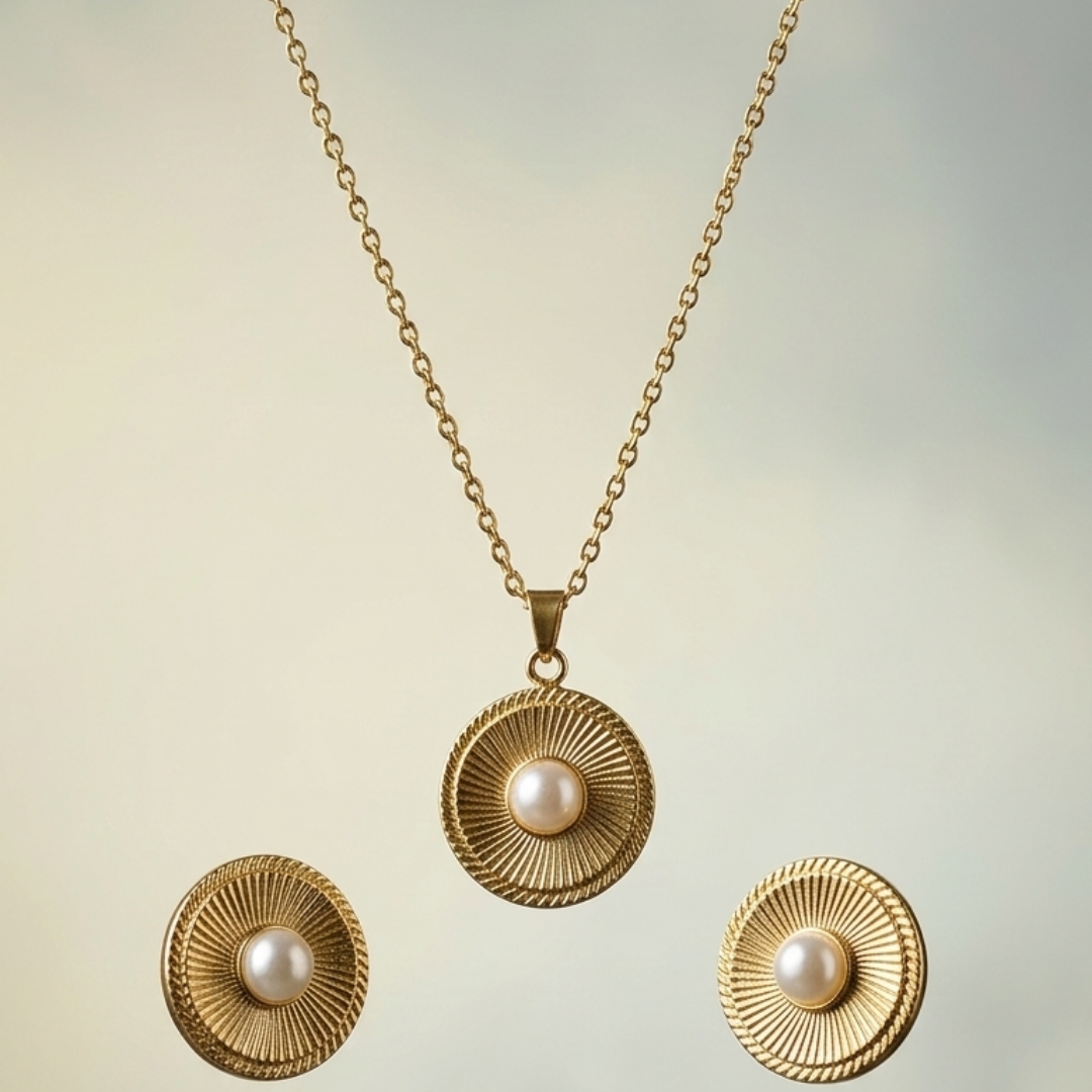 Jwanas Celestia Pearl-Style Sunburst Set flat lay