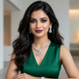 Model wearing Crystal Bloom Designer Necklace Set with earrings