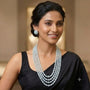Jwanas Ice Blue Multi-Layer Beaded Necklace Set