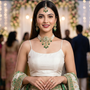 Bride wearing Emerald Elegance Kundan Bridal Jewellery Set
