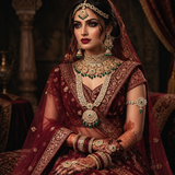 Bride wearing Jwanas Empress Emerald Kundan Bridal Choker Set